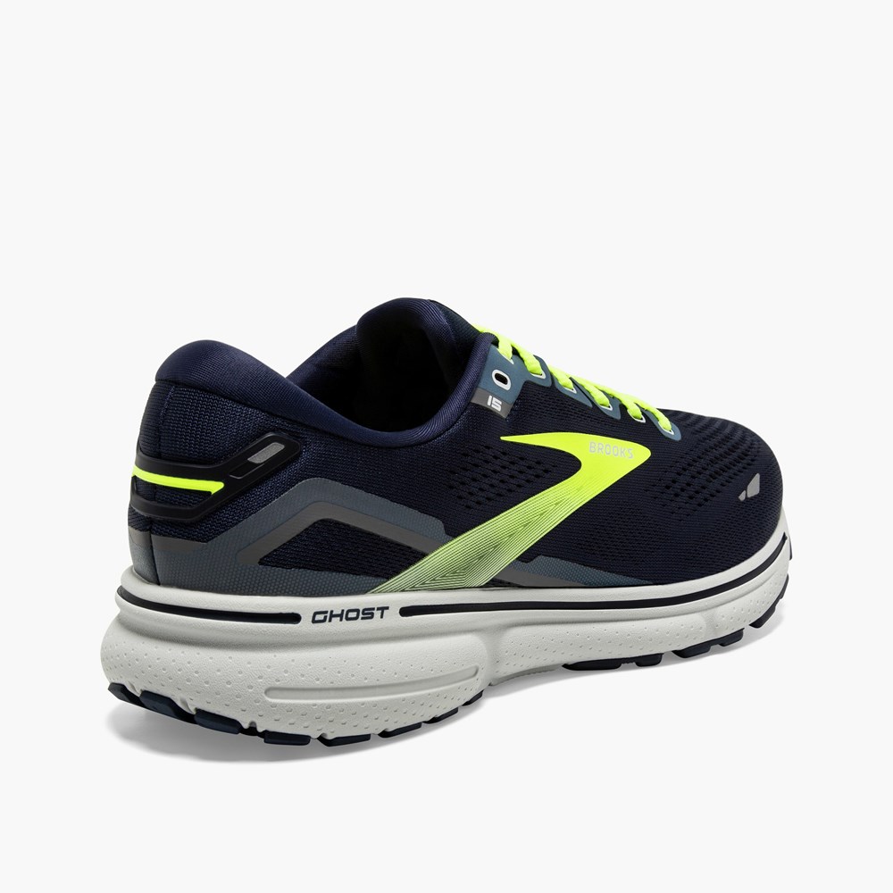 Chaussures Running Route Brooks Ghost 15 Bleu Marine Grise Homme | JPF-1500681